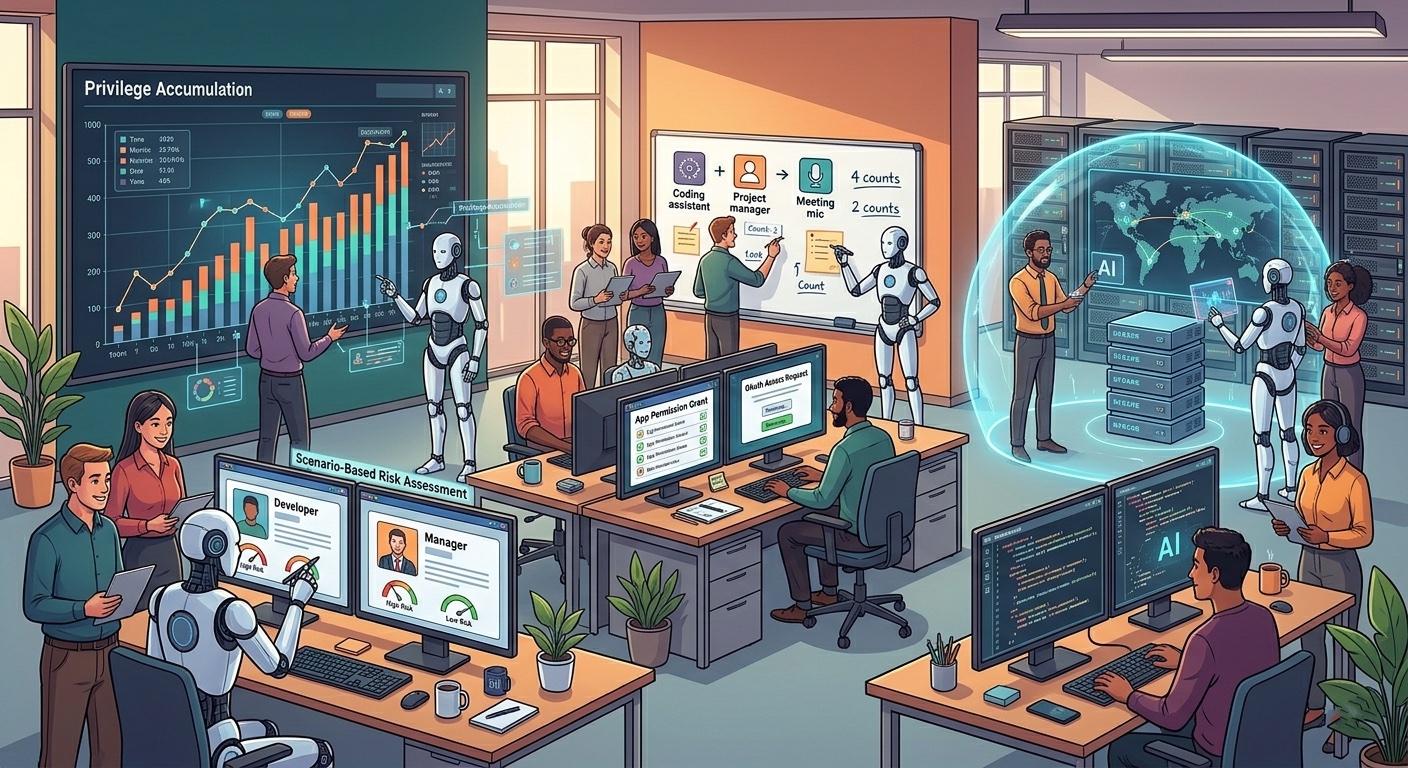 An image that shows robots and staff performing an audit of their AI resources to protect themselves.